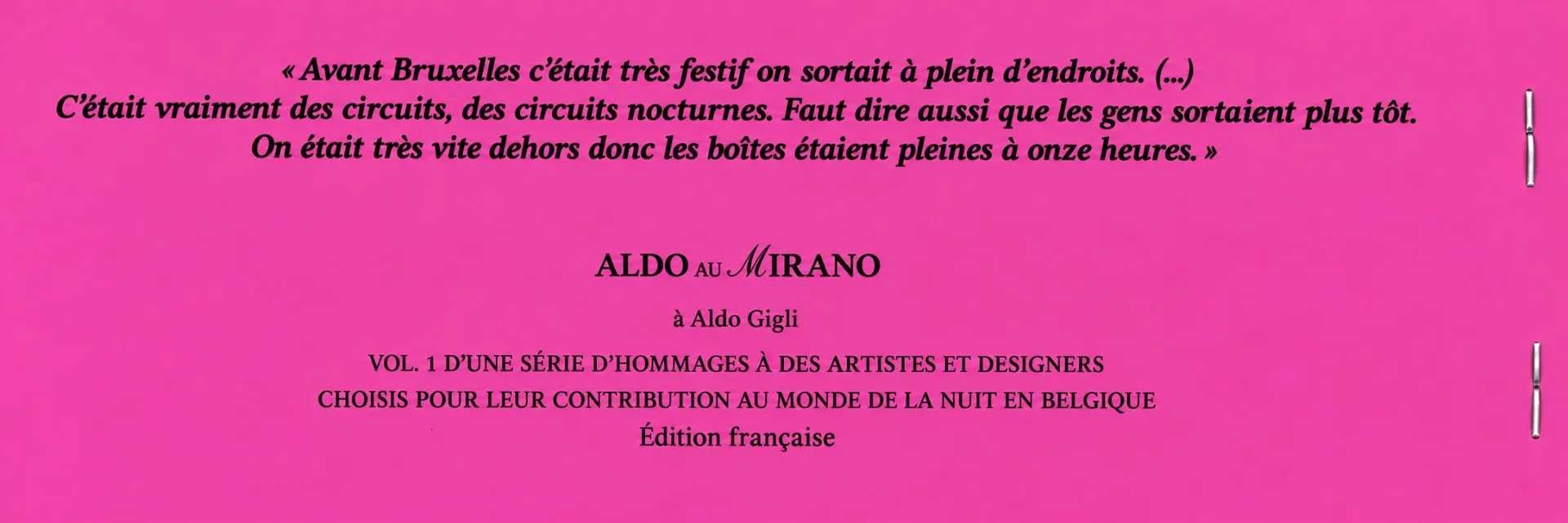 « Aldo au Mirano », le Carnet