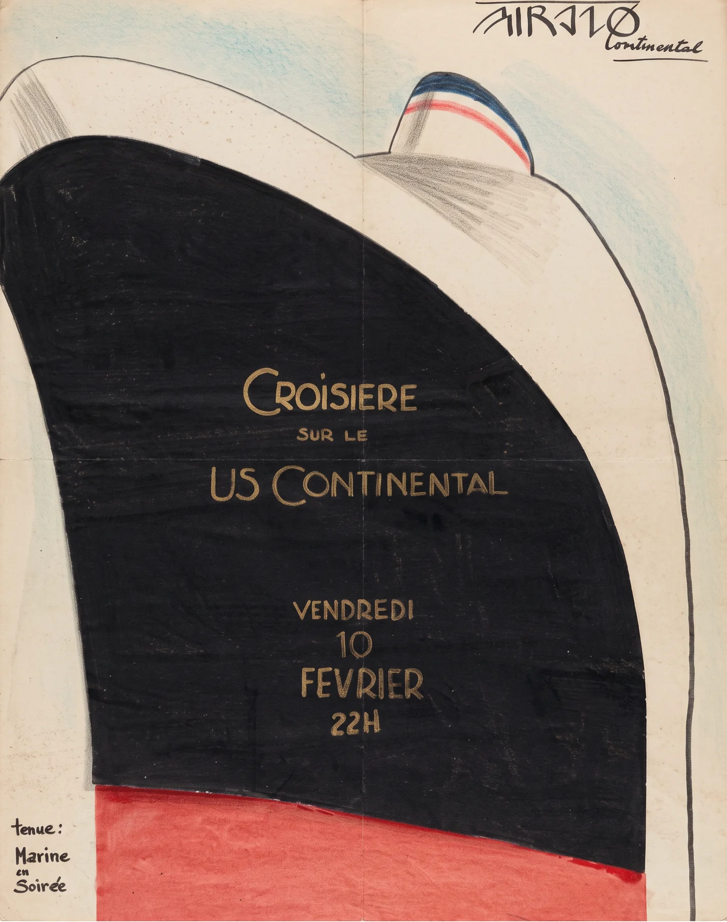 Affiche de la Croisière sur le US Continental, vendredi 10 février 1984, au Mirano Continental.