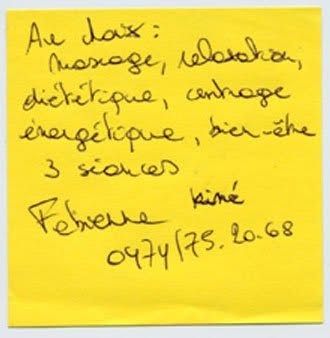 Post-it de proposition de troc, Truc Troc Exhibition 2004, Bozar, Bruxelles, le 16 octobre 2004.