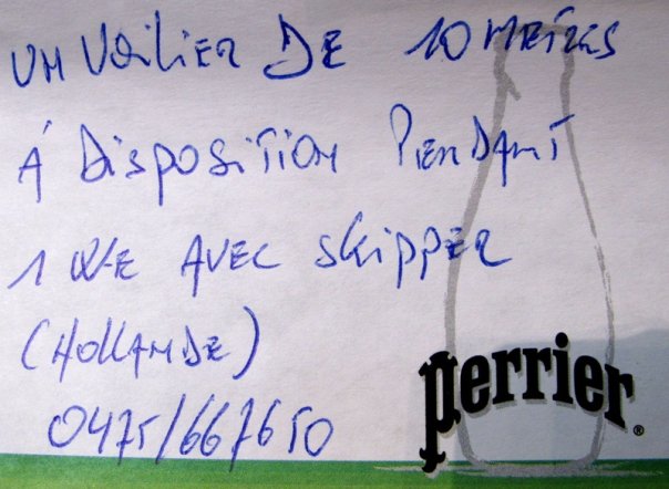 Post-it de proposition de troc, Art Truc Troc, Bozar, Bruxelles, le 31 janvier 2009.