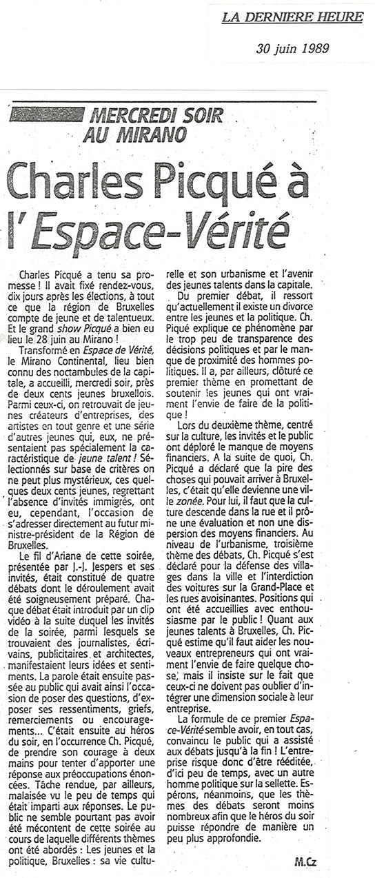 Wednesday night at the Mirano: Charles Picqué at the Espace-Vérité