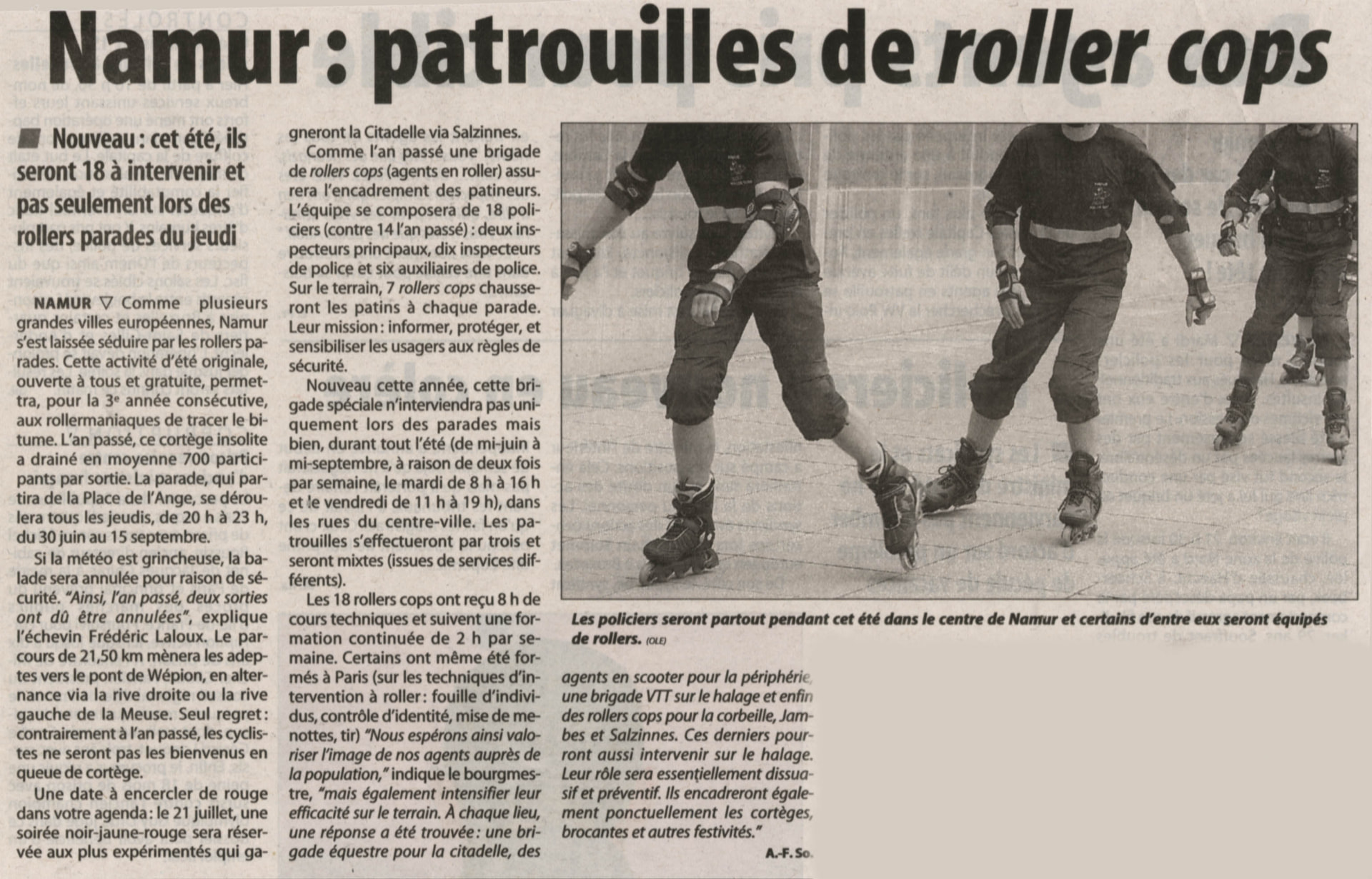 Namur: roller cops patrols