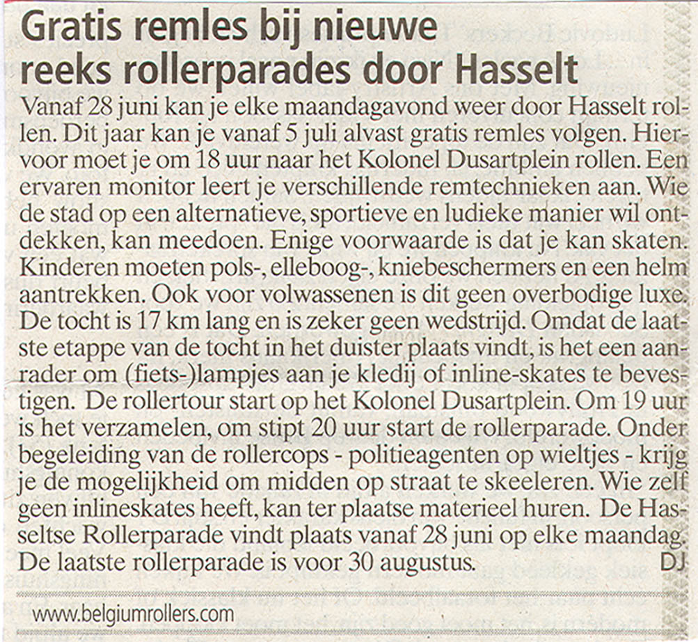 Free braking lesson with new series of roller parades through Hasselt