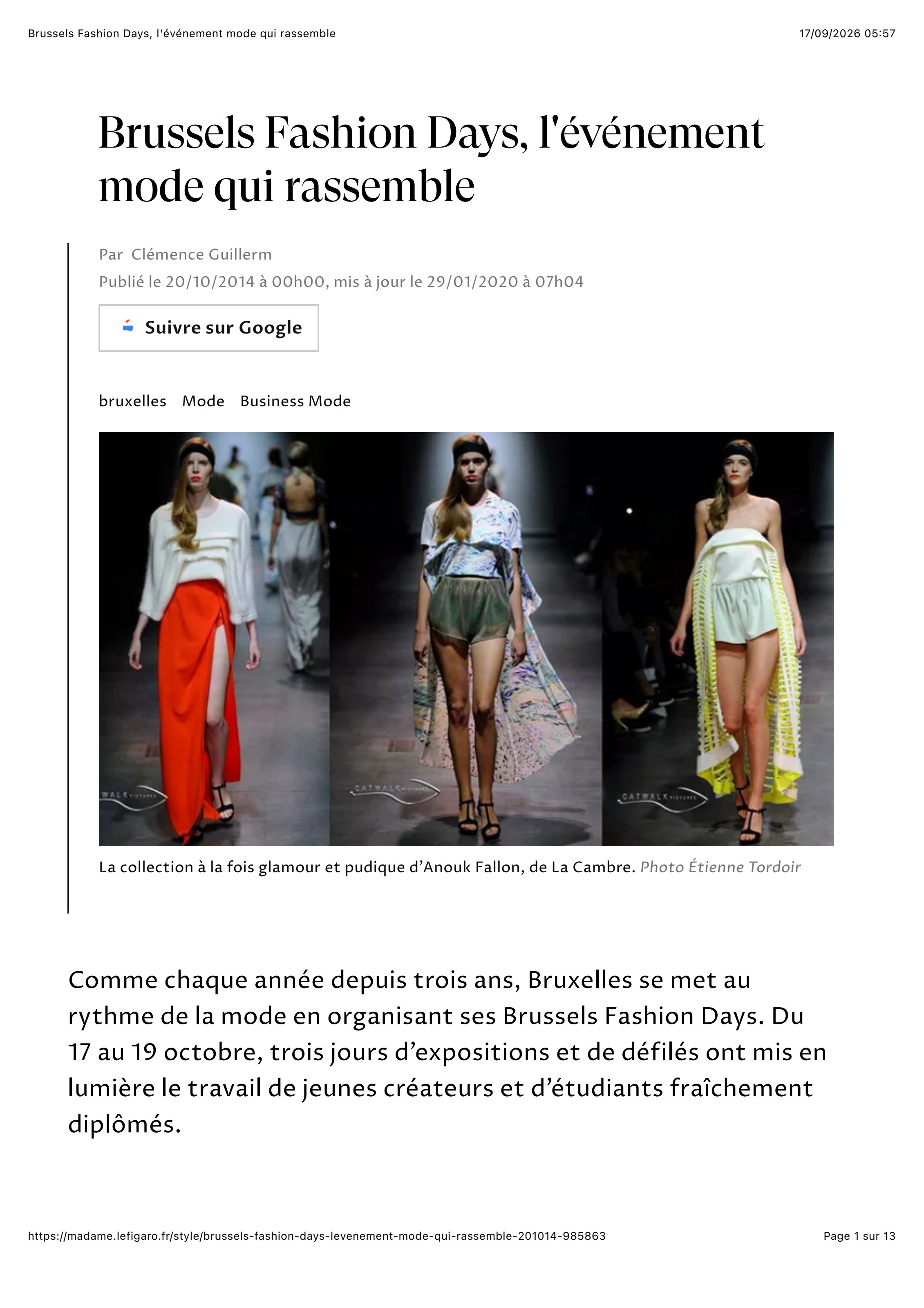 La collection à la fois glamour et pudique d'Anouk Fallon, de La Cambre. Photo Étienne Tordoir.