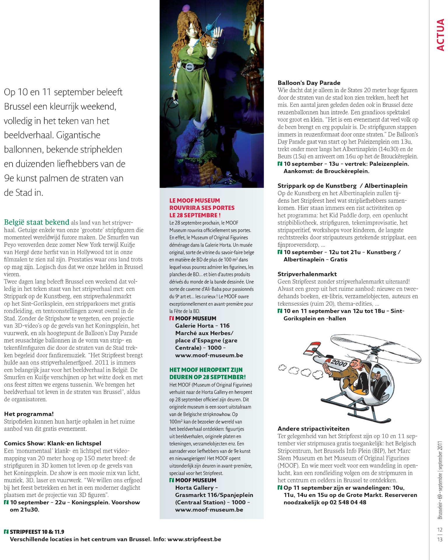 Brusseleir n° 69, septembre 2011, page 13. Suite néerlandaise de l’article et encadré consacré au MOOF Museum. Crédit photo : DR.
