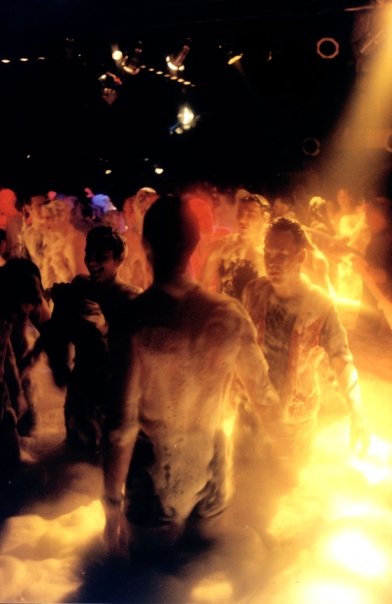 Foam-covered bodies in the middle of the floor.