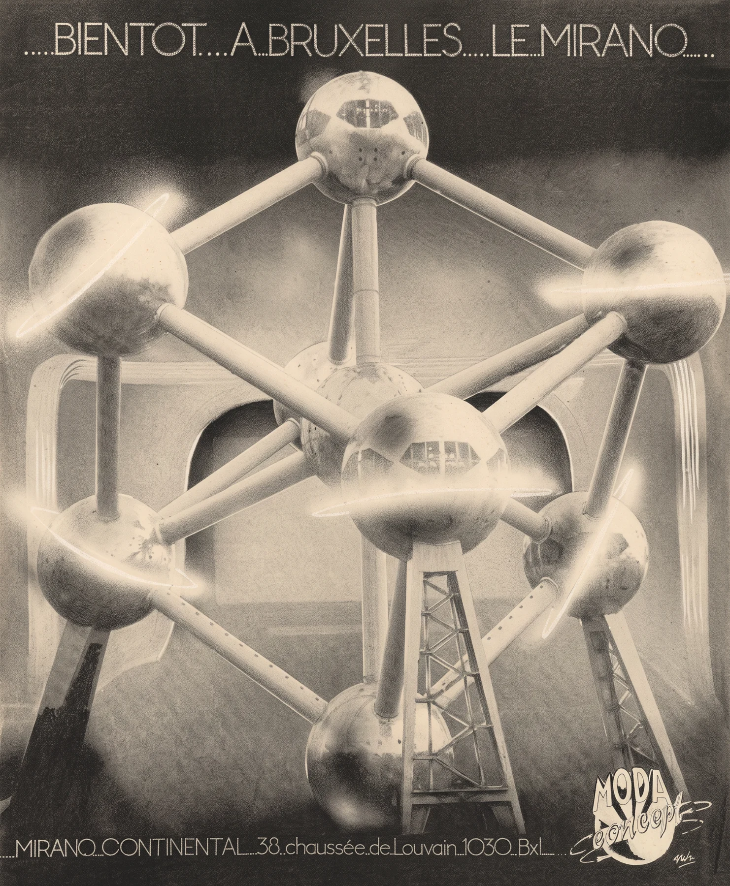 Visuel d'annonce de l'ouverture du Mirano Continental, 1981. Le club se présente avant même d'exister, par une image.