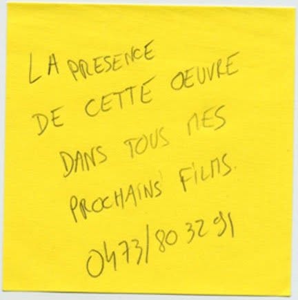 Post-it de proposition de troc, Truc Troc Exhibition 2004, Bozar, Bruxelles, le 16 octobre 2004.