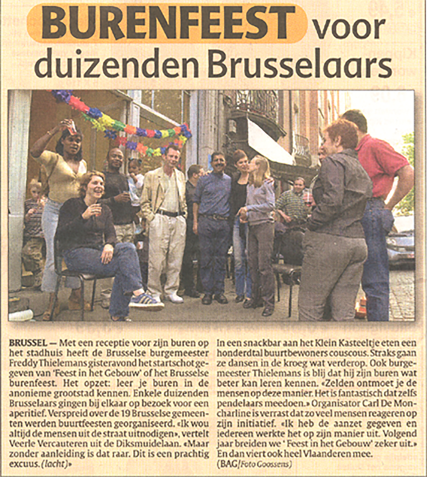 Het Laatste Nieuws, 28 May 2003. Street party during the first Brussels edition. Photo Goossens.