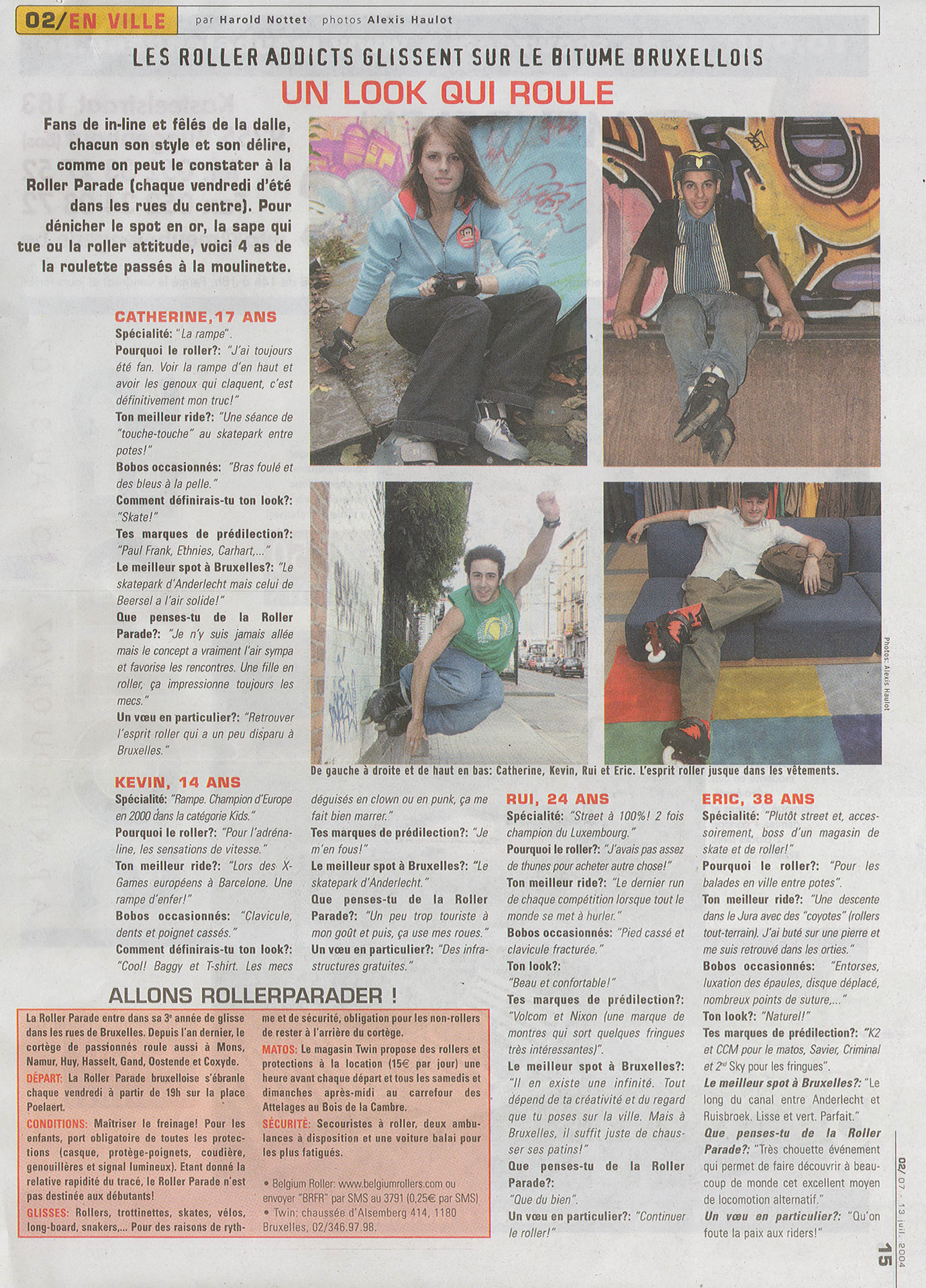 Roller addicts glide on Brussels asphalt a look that rocks