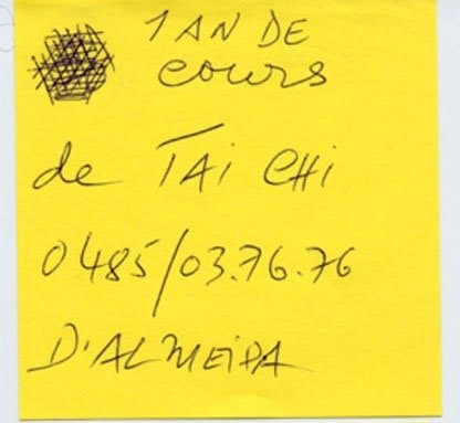 Post-it de proposition de troc, Truc Troc Exhibition 2004, Bozar, Bruxelles, le 16 octobre 2004.