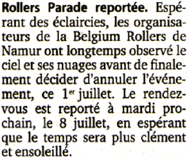 Rollers Parade postponed.