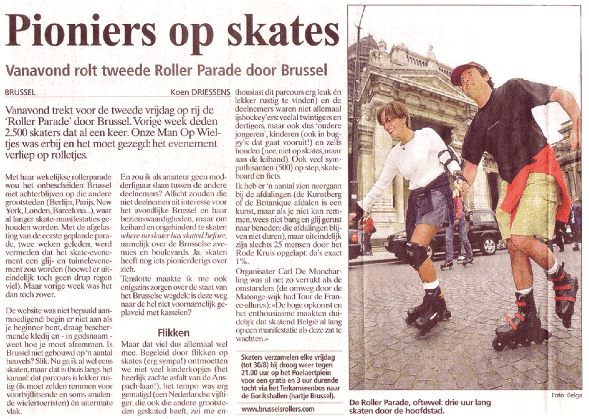 De Morgen, June 2002. 'The Roller Parade, that is: three hours of skating through the capital.' Photo Belga.