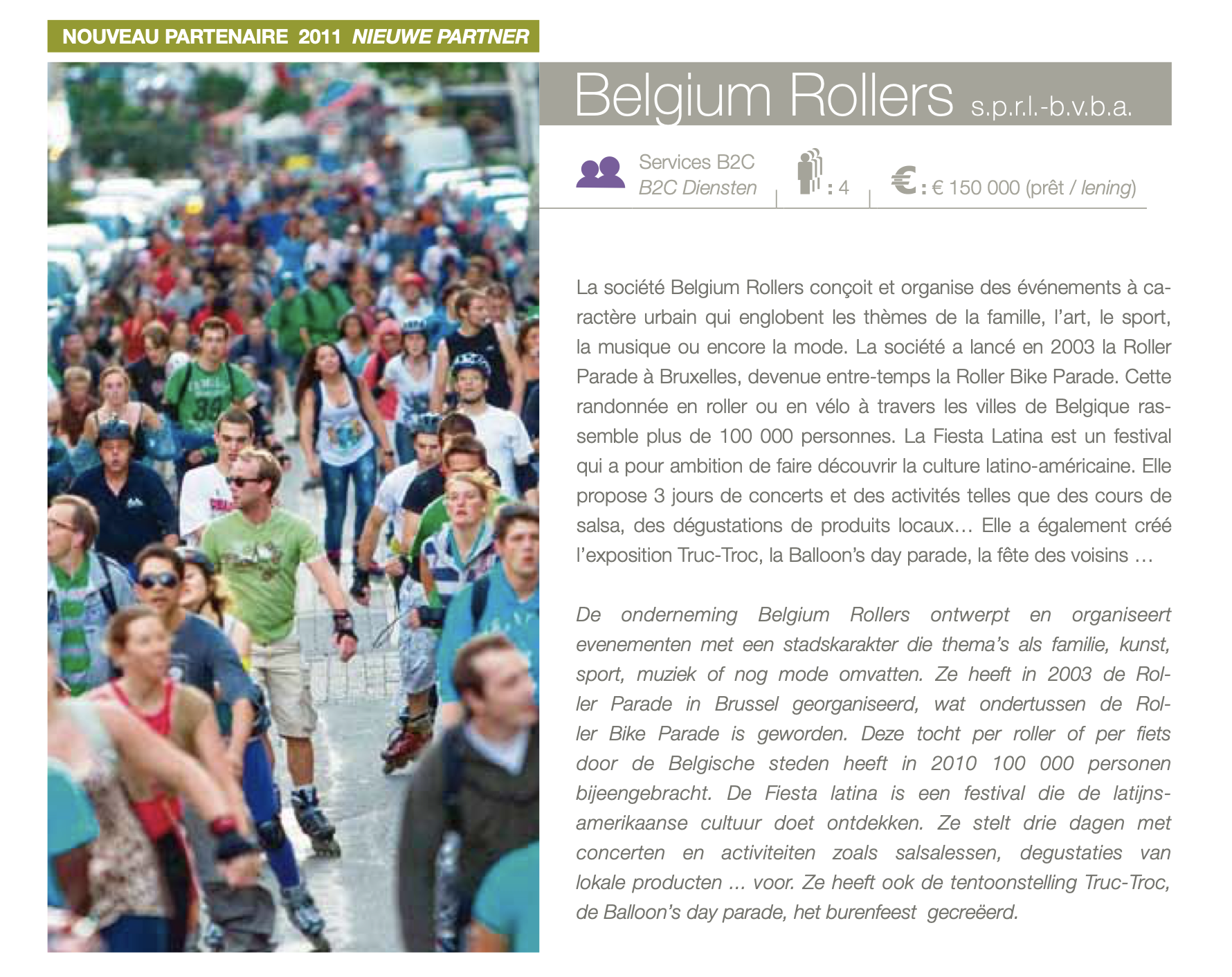 Rapport annuel 2011 de la S.R.I.B. présentant Belgium Rollers comme nouveau partenaire. Crédit photo : DR.