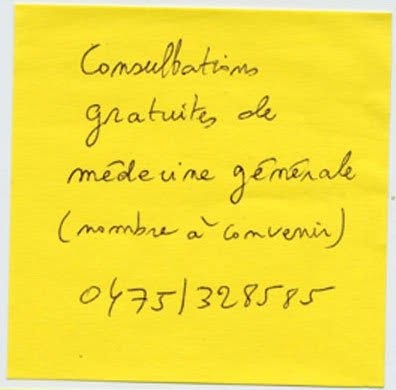Post-it de proposition de troc, Truc Troc Exhibition 2004, Bozar, Bruxelles, le 16 octobre 2004.