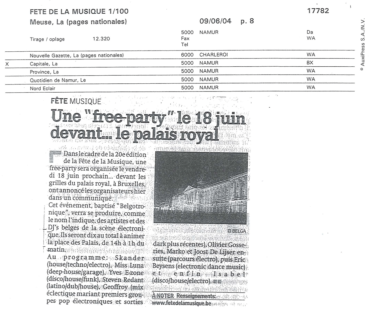 A "free party" on 18 June in front of… the royal palace