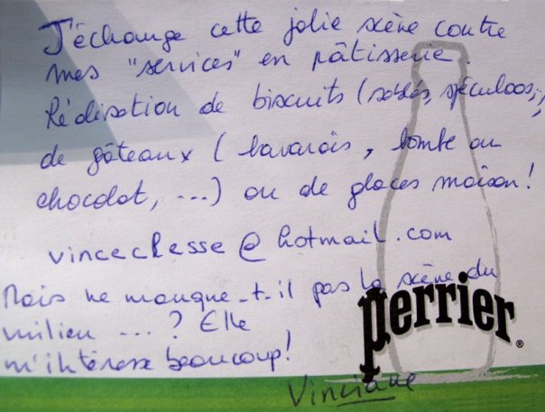 Post-it de proposition de troc, Art Truc Troc, Bozar, Bruxelles, le 31 janvier 2009.