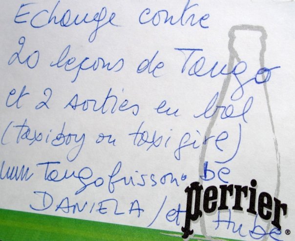 Post-it de proposition de troc, Art Truc Troc, Bozar, Bruxelles, le 31 janvier 2009.