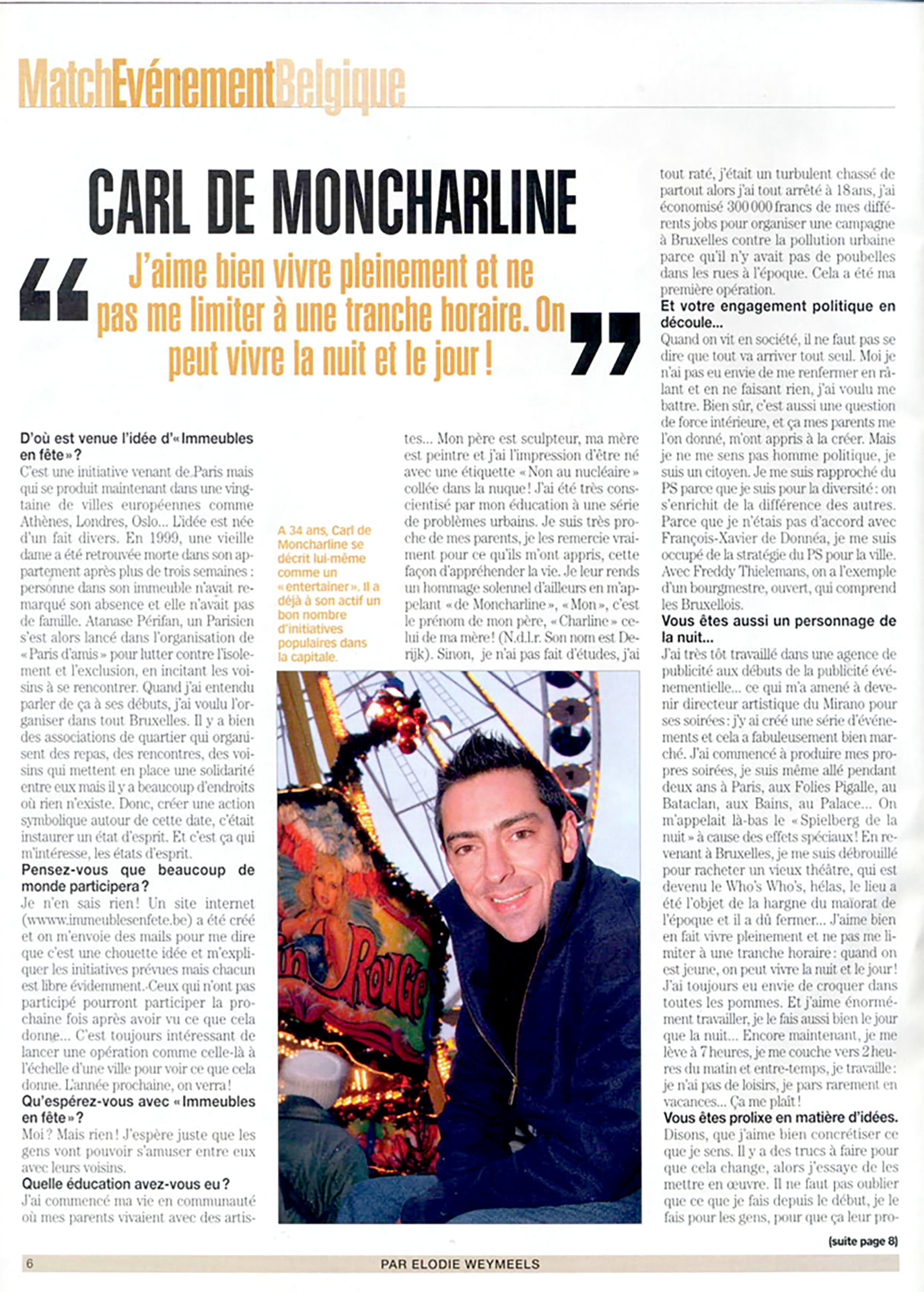 Page 2 / 3 — page 6, start of the interview "MatchEvenementBelgique". It continues on page 3 / 3, on the right.
