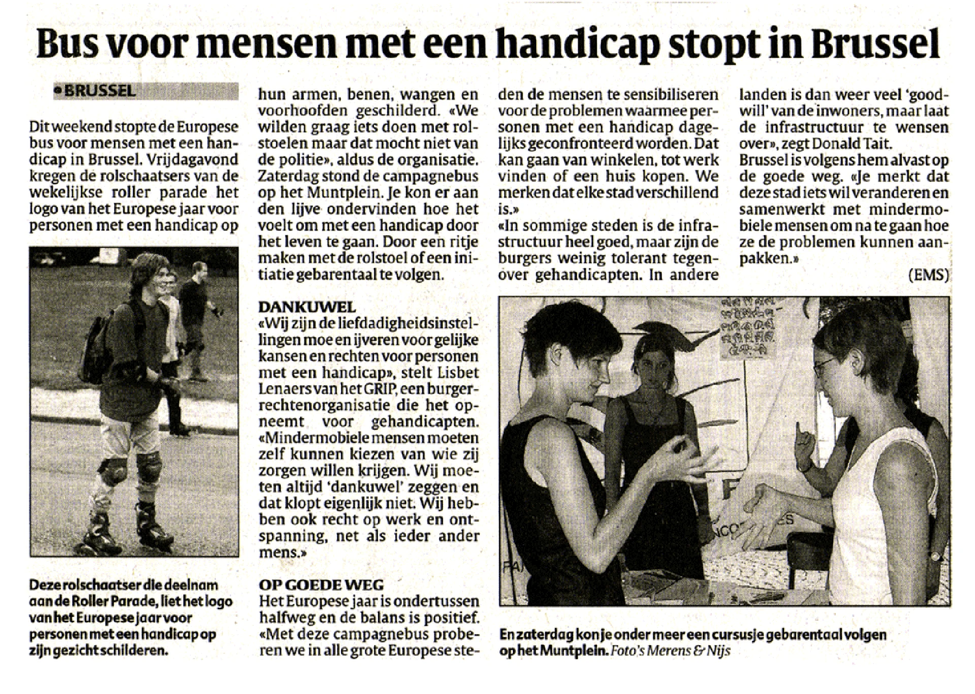 Bus for people with disabilities stops in Brussels