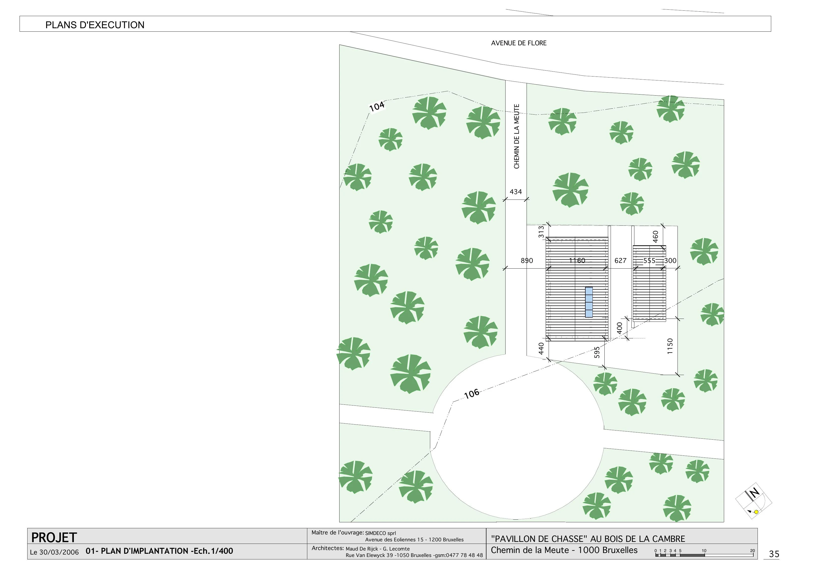2006 - « Pavillon de chasse » au Bois de la Cambre : plans d'exécution