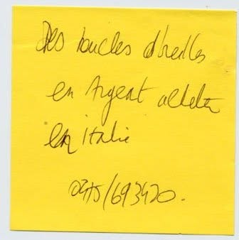Post-it de proposition de troc, Truc Troc Exhibition 2004, Bozar, Bruxelles, le 16 octobre 2004.