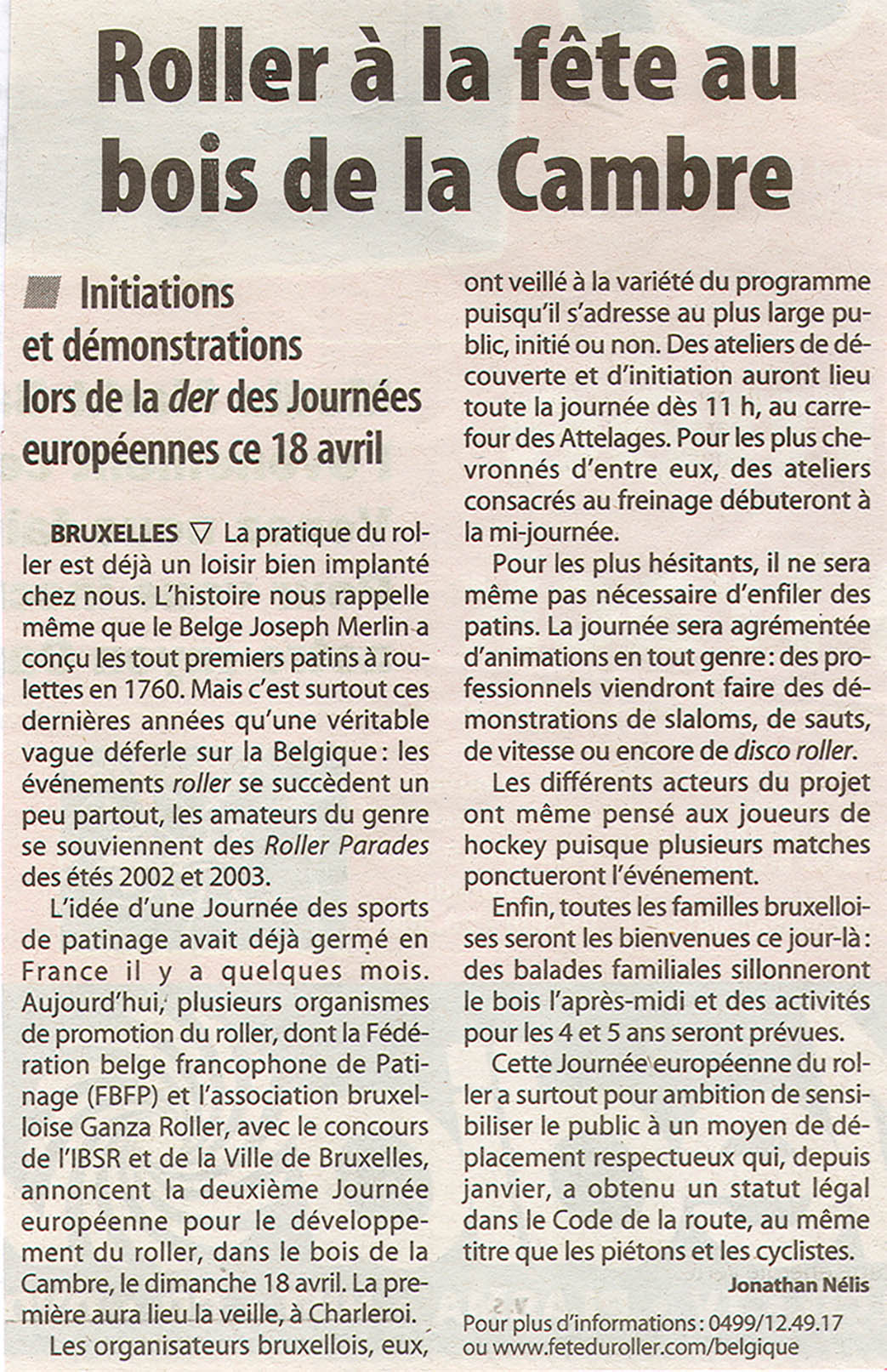 Rollerskating celebration at Bois de la Cambre. Initiations and demonstrations during the last day of the European Days on April 18