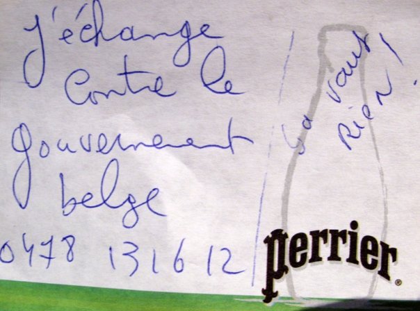 Post-it de proposition de troc, Art Truc Troc, Bozar, Bruxelles, le 31 janvier 2009.