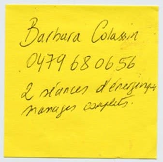 Post-it de proposition de troc, Truc Troc Exhibition 2004, Bozar, Bruxelles, le 16 octobre 2004.