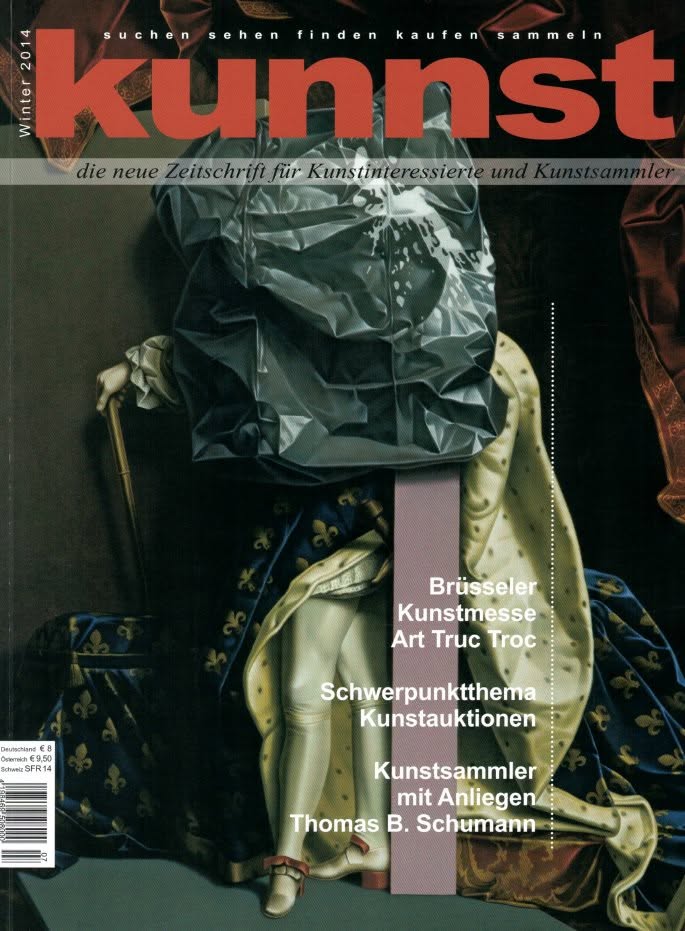 Copertina del numero invernale 2014 di kunnst, «die neue Zeitschrift für Kunstinteressierte und Kunstsammler», che annuncia il servizio «Brüsseler Kunstmesse Art Truc Troc».