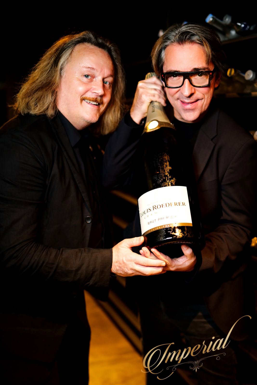 Eric Vauthier and Carl De Moncharline at the Impérial, with a Louis Roederer Methuselah.