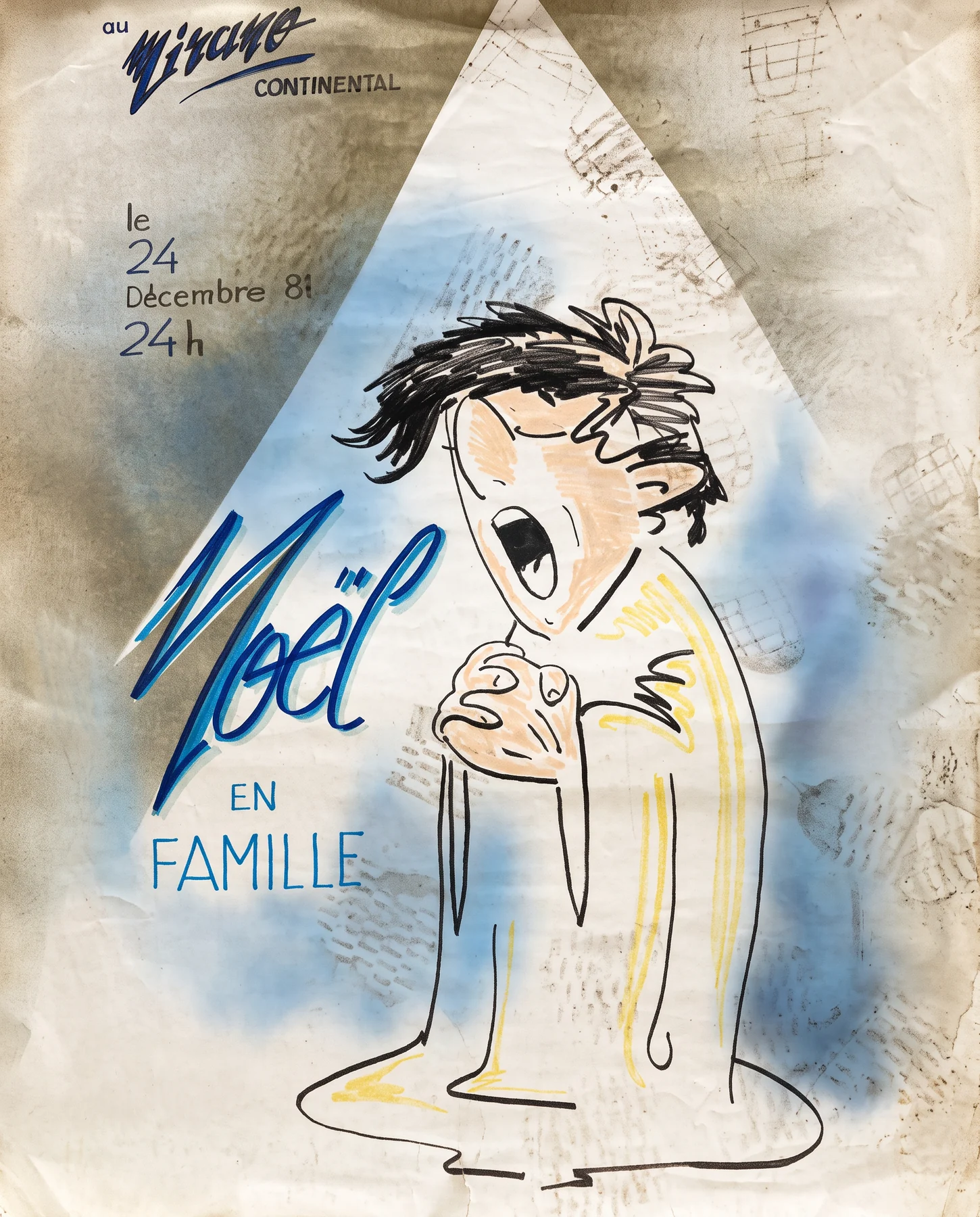 Affiche du premier réveillon de Noël au Mirano Continental, le 24 décembre 1981, quelques mois après l'ouverture.