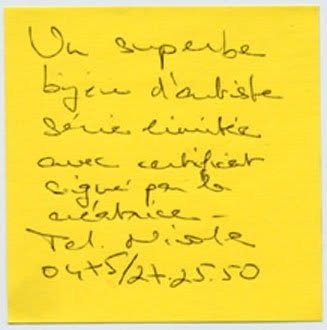 Post-it de proposition de troc, Truc Troc Exhibition 2004, Bozar, Bruxelles, le 16 octobre 2004.