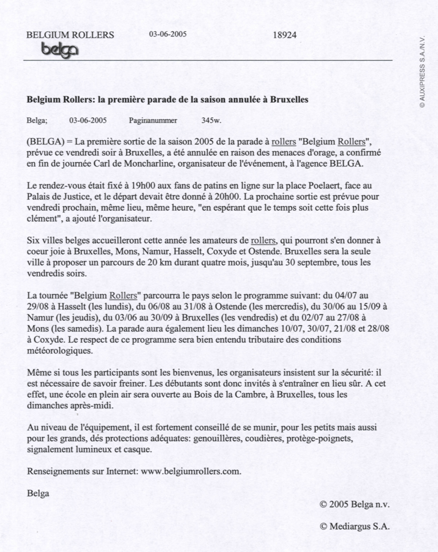 Belgium Rollers: the first parade of the season cancelled in Brussels