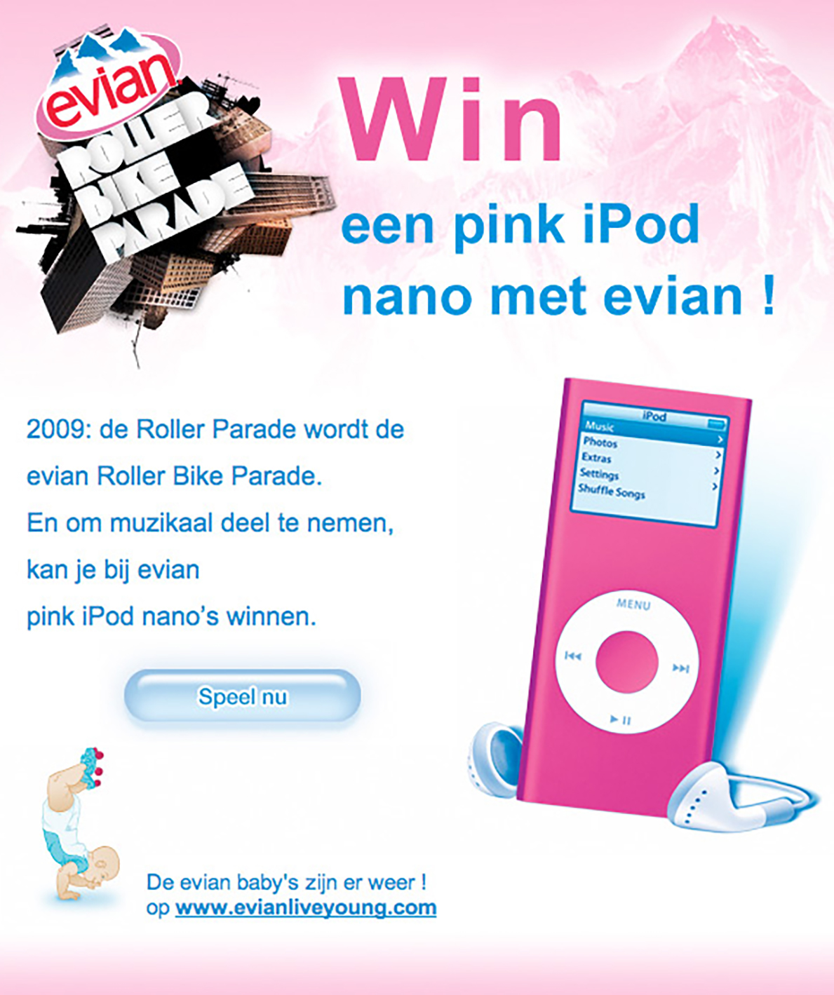 Evian Roller Bike Parade · version néerlandaise - Web banner · Dutch version