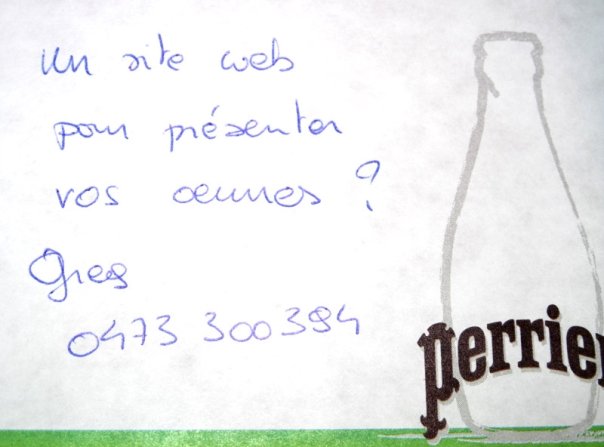 Post-it de proposition de troc, Art Truc Troc, Bozar, Bruxelles, le 31 janvier 2009.