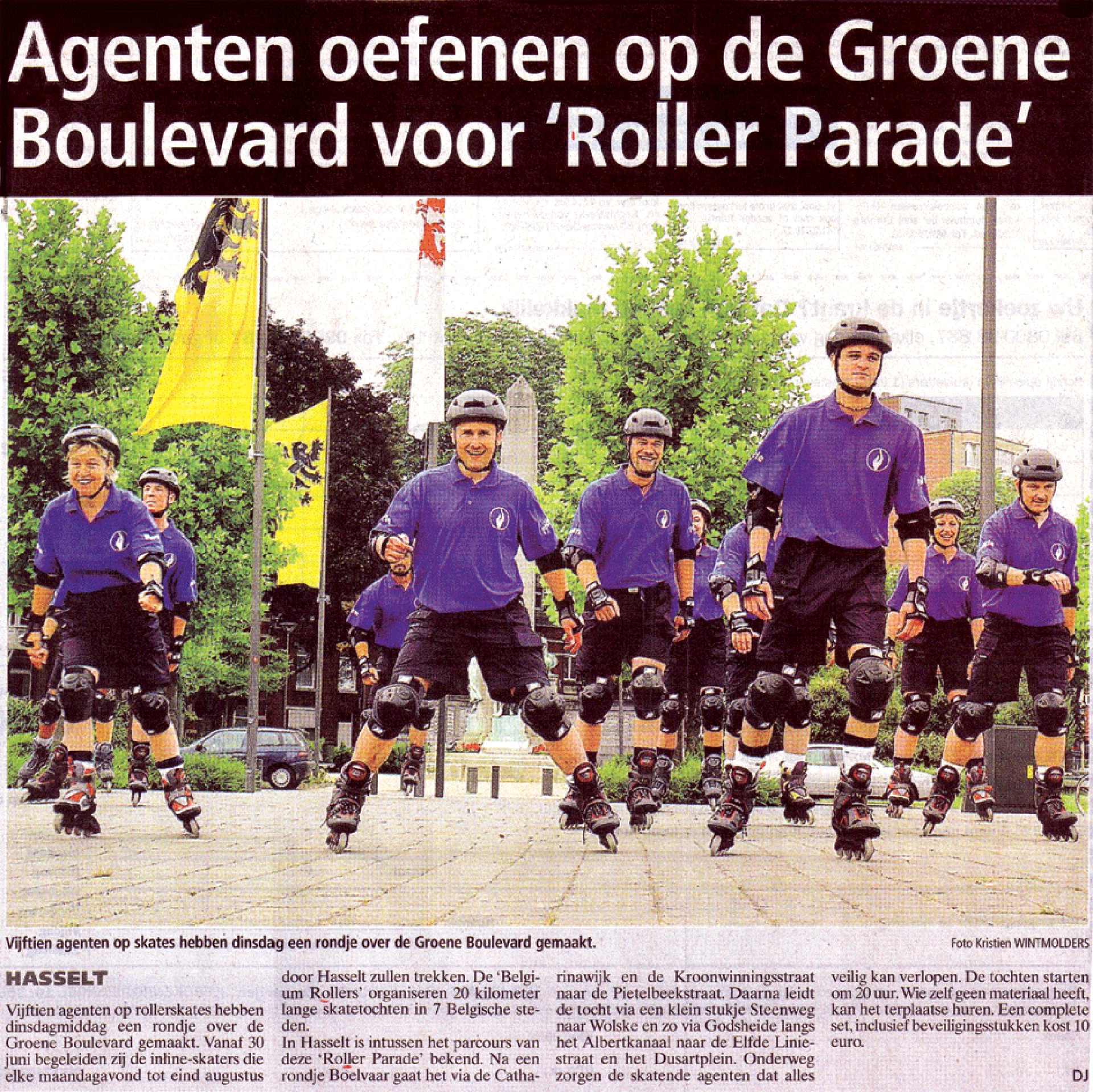 Police officers practice on the Groene Boulevard for 'Roller Parade'