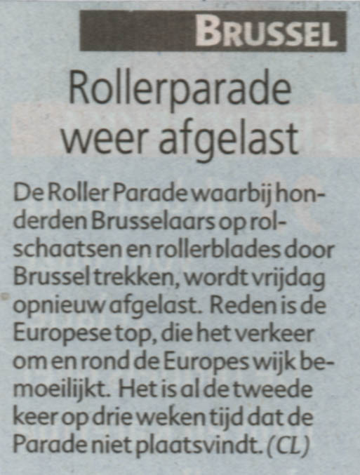 Brussels : Roller Parade cancelled again