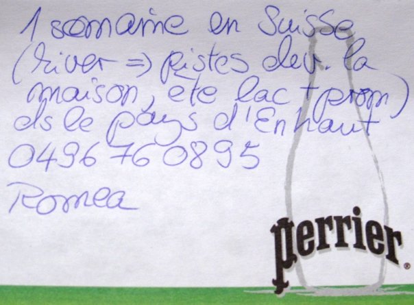 Post-it de proposition de troc, Art Truc Troc, Bozar, Bruxelles, le 31 janvier 2009.