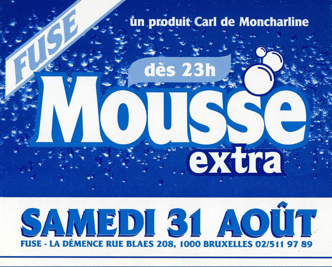Main face of the box, also used as a free-entry card handed personally to the partners of the distribution network; the night itself was ticketed.