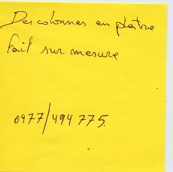 Post-it de proposition de troc, Truc Troc Exhibition 2004, Bozar, Bruxelles, le 16 octobre 2004.