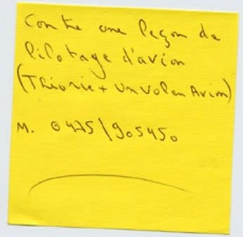 Post-it de proposition de troc, Truc Troc Exhibition 2004, Bozar, Bruxelles, le 16 octobre 2004.