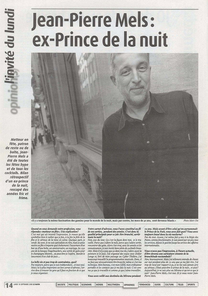 Jean-Pierre Mels: أمير الليل السابق