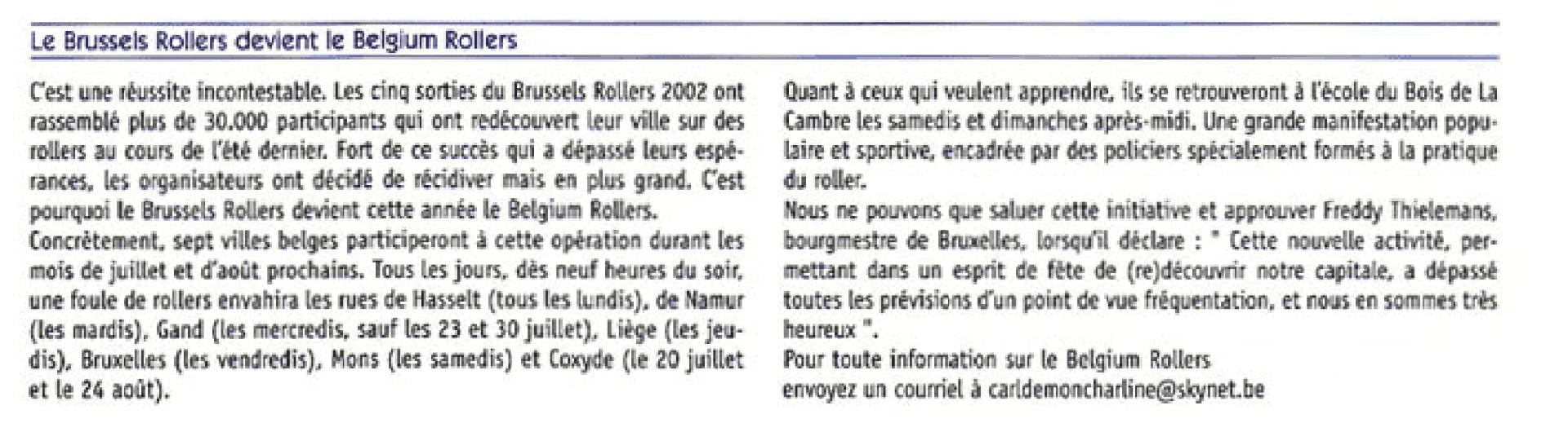 Brussels Rollers becomes Belgium Rollers