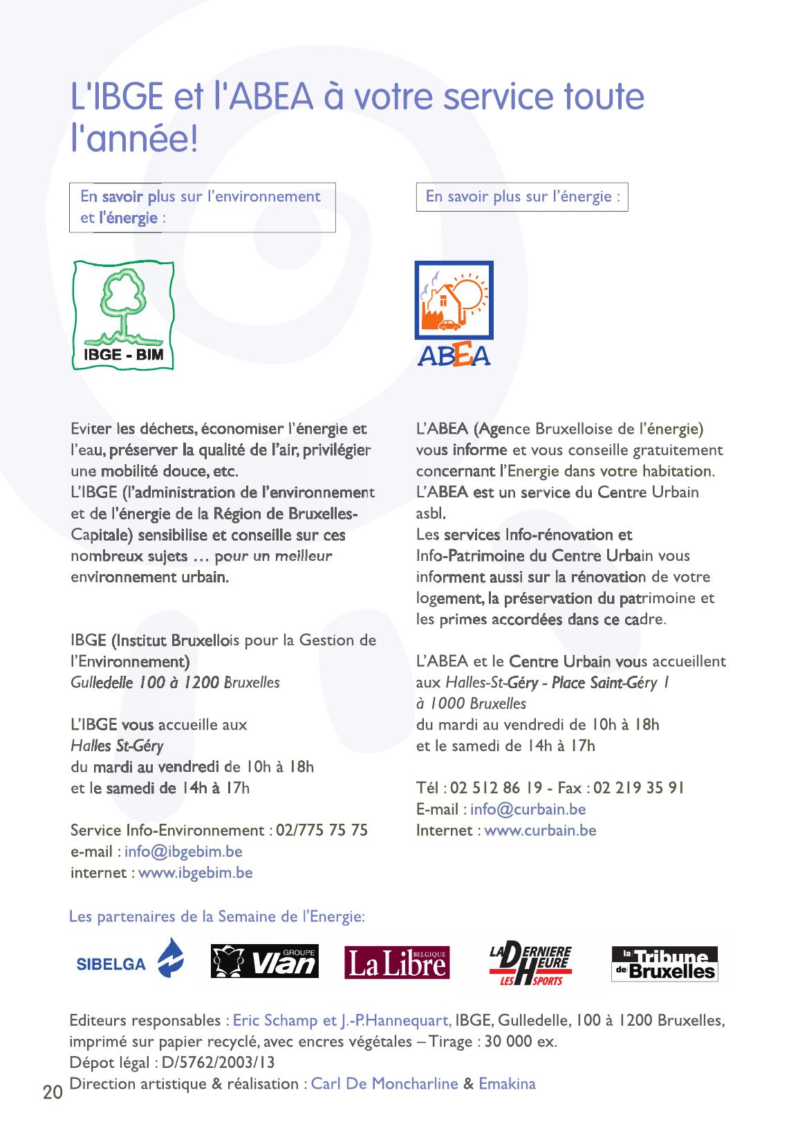 Last page — partners and credits, page 20