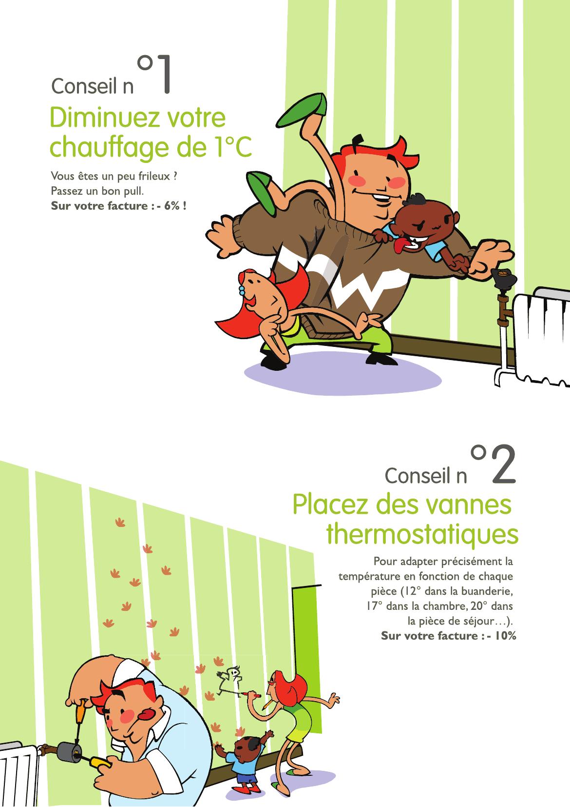 Tips 1 and 2: turn your heating down by 1 °C, fit thermostatic valves — page 6